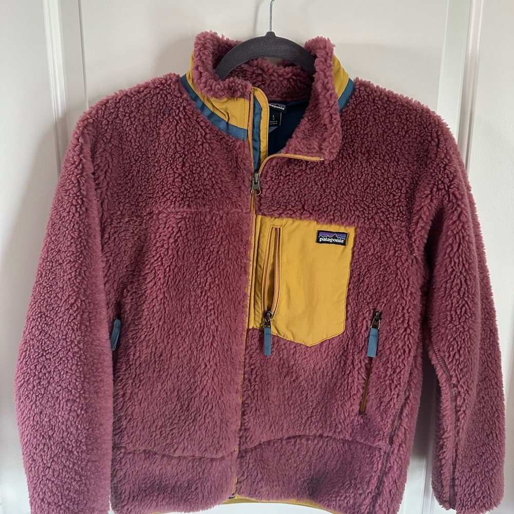Patagonia Sherpa Fleece in Burgundy and Mustard